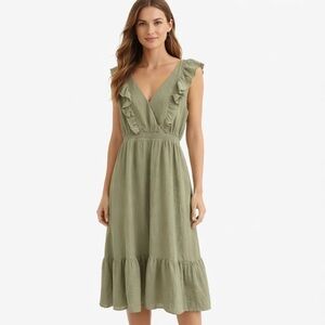 Sage the Label Dress Size M Green Ruffles